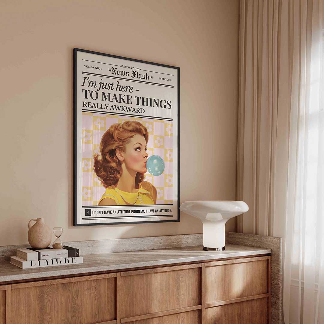 Vrouw met kauwgombel Poster