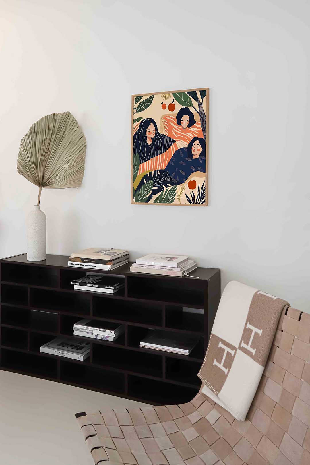 Drie figuren met bladeren Poster