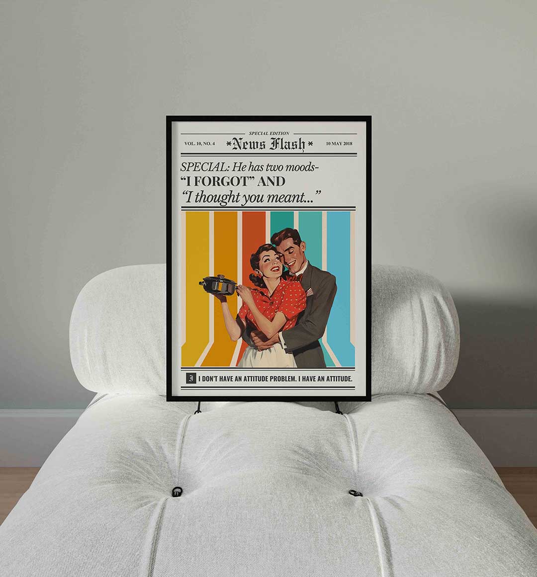 Retro koppel met kleurrijke achtergrond Poster