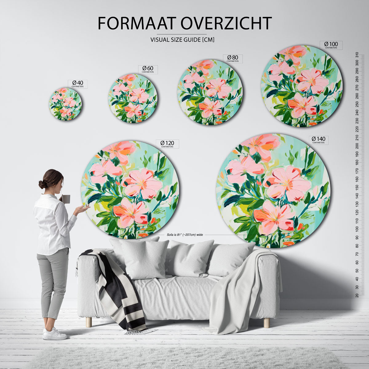 Bloemen en bladeren Muurcirkel