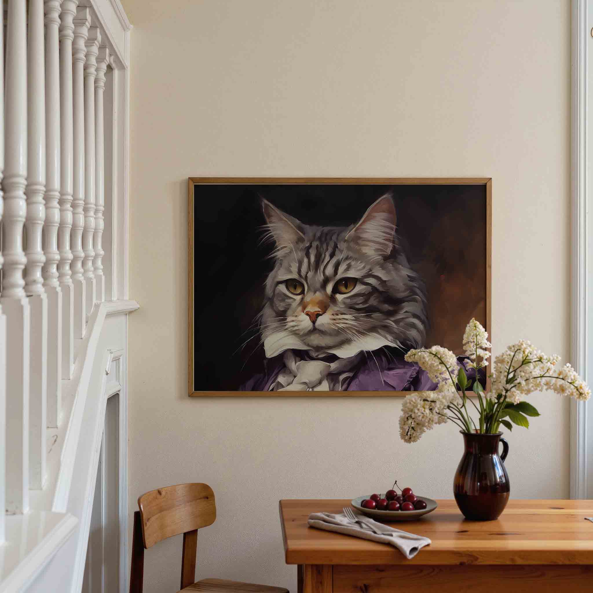 Kat met paarse jas Poster