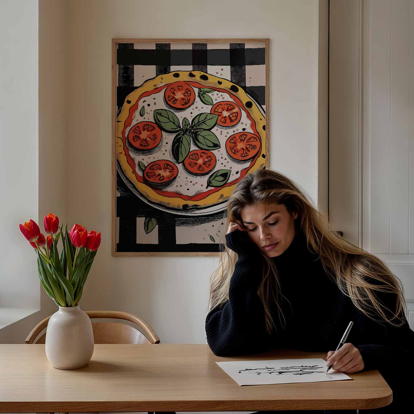 Italiaanse Pizza Illustratie Poster-WallArtistic