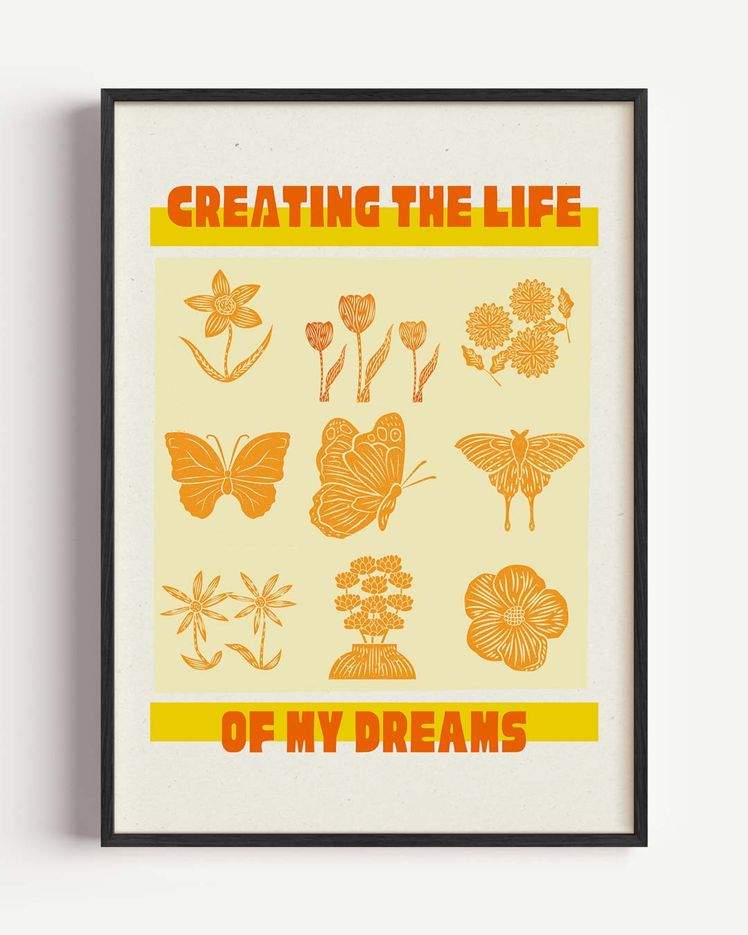 Dromerige Bloemen en Vlinders Poster-WallArtistic