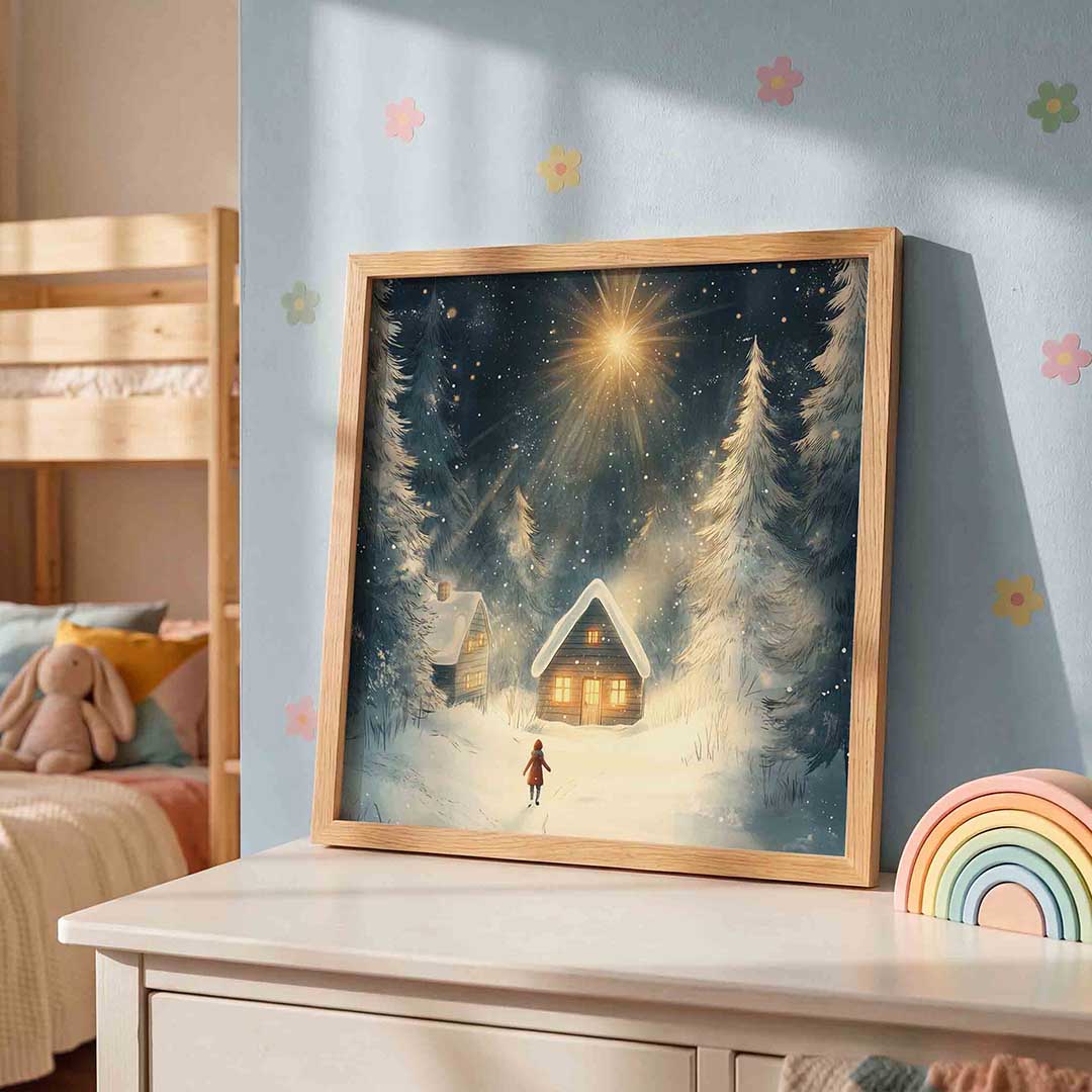 Winterlandschap met huisjes Poster
