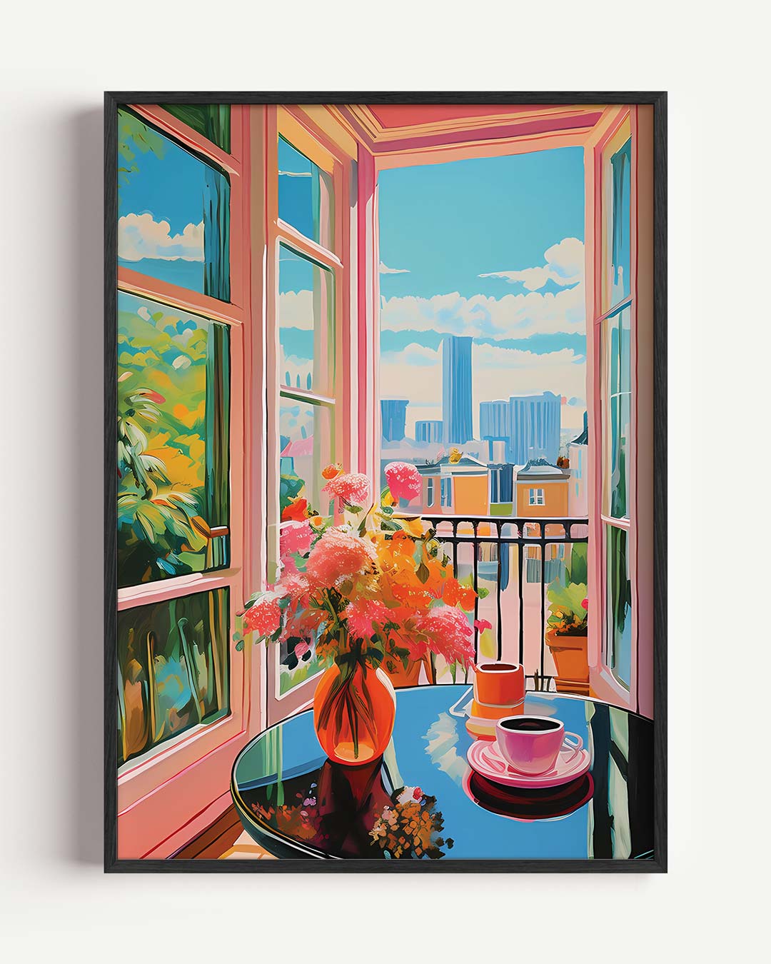 Gezellige Balkon Brunch Poster-WallArtistic
