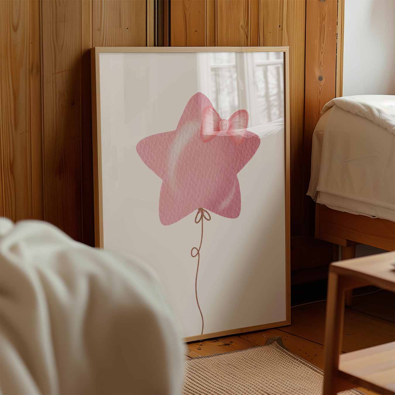 Dromerige Roze Ster Balloon Poster-WallArtistic