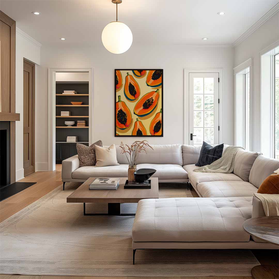 Tropische Papaya Print Kunstwerk-canvas-dibond-plexiglas-wanddecoratie-WallArtistic