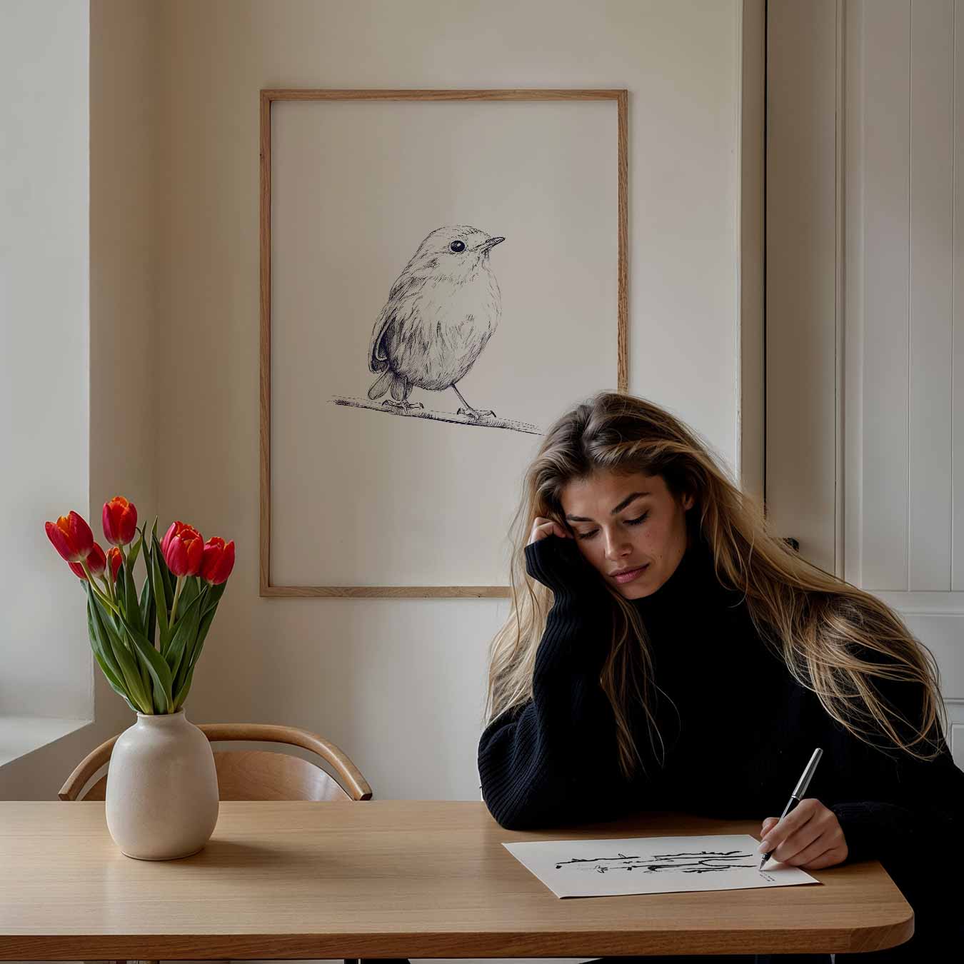 Schattige Vogel Illustratie Poster-WallArtistic