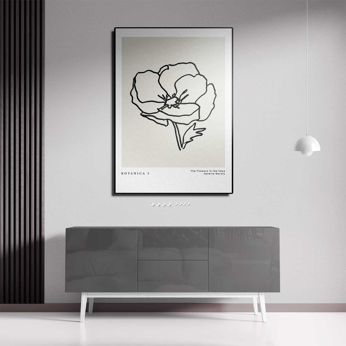Elegante Lijntekening Bloem Kunstwerk-canvas-dibond-plexiglas-wanddecoratie-WallArtistic