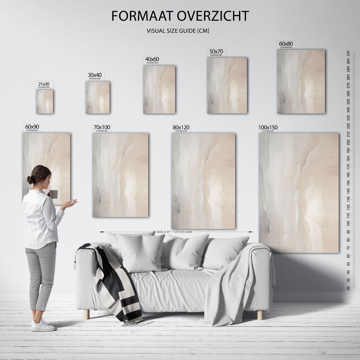 Abstracte beige en grijze Poster
