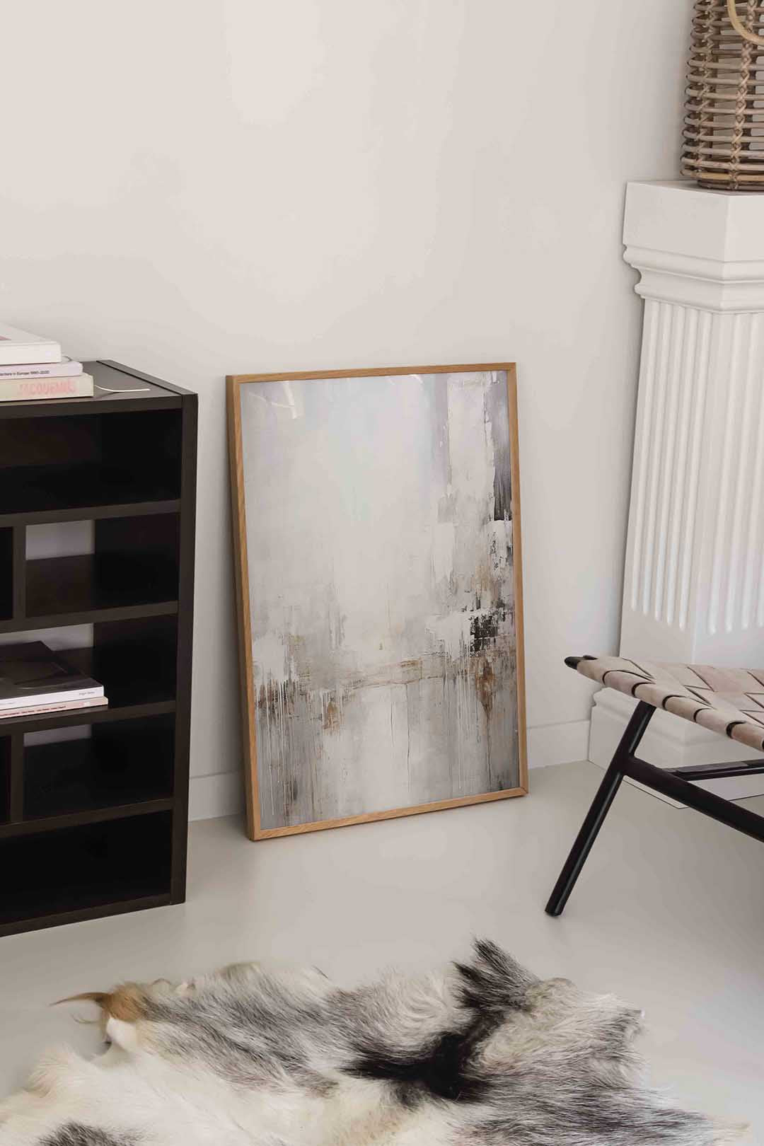 Abstracte beige en grijze Poster
