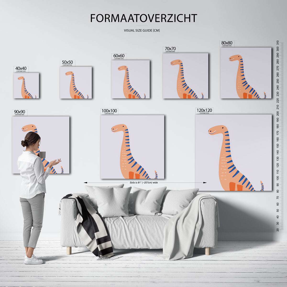 Dinosaurus met blauwe strepen Poster