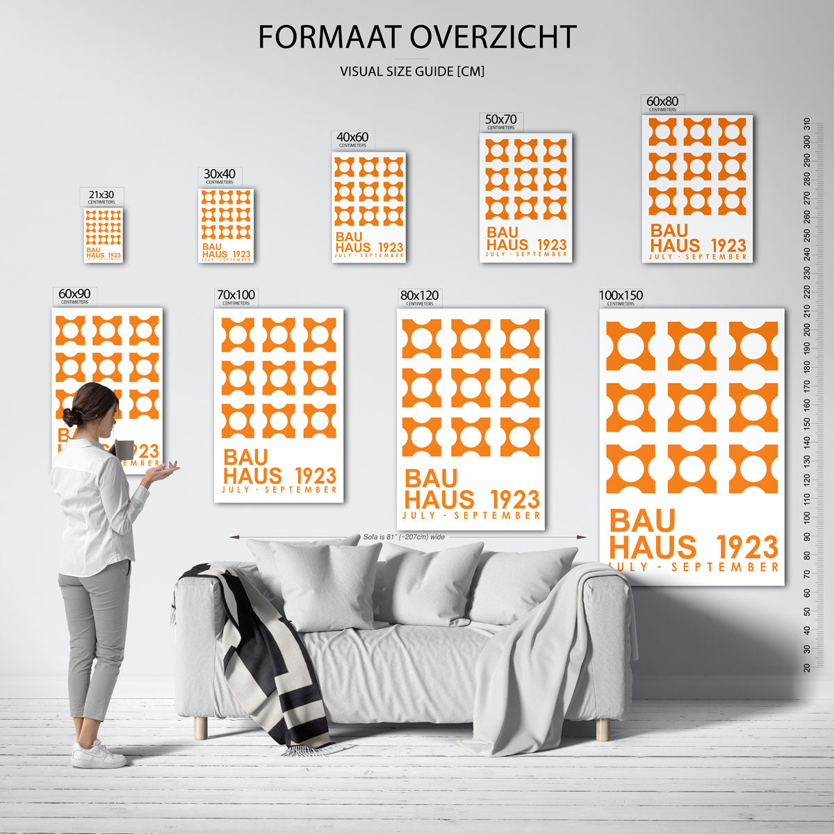 Oranje vormenpatroon Poster