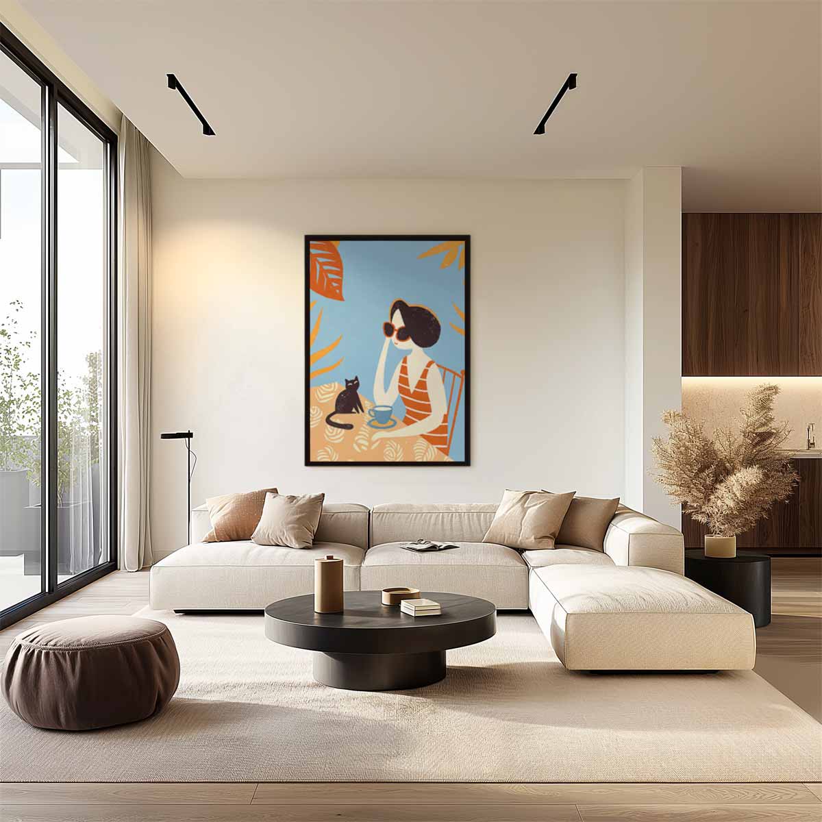 Zonnige Dag met Kat Kunstwerk-canvas-dibond-plexiglas-wanddecoratie-WallArtistic