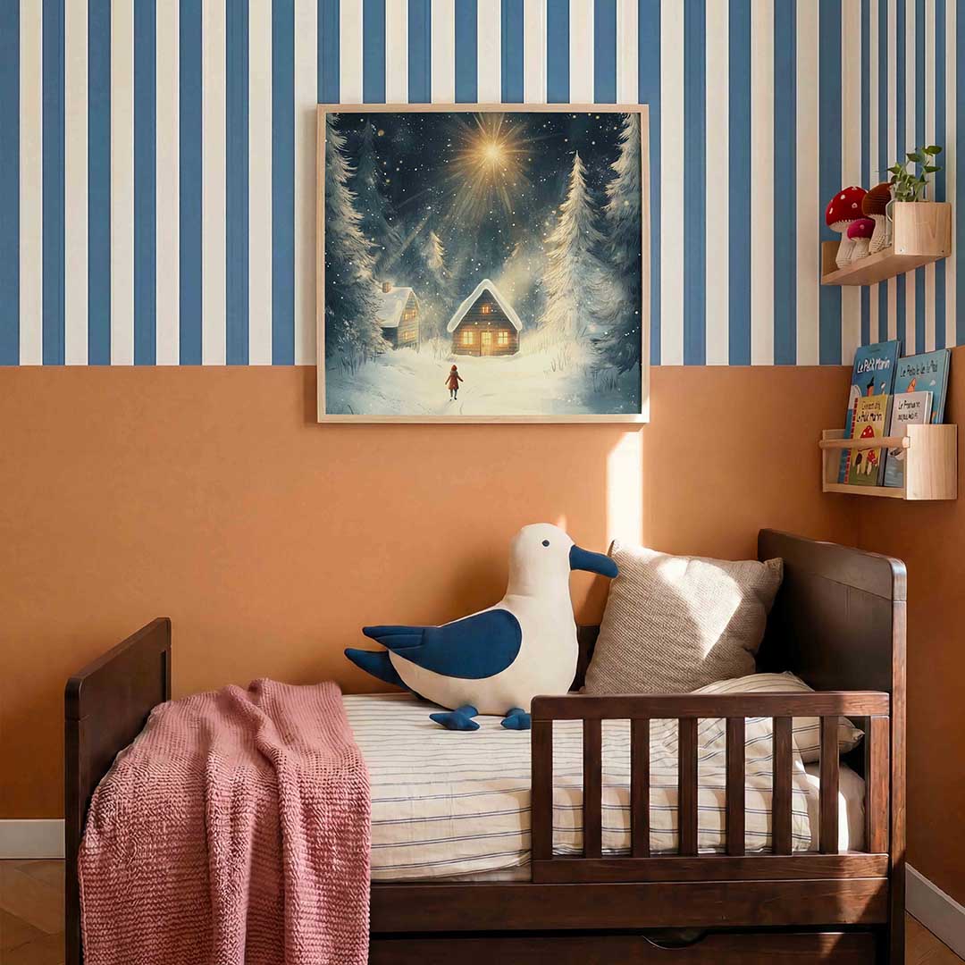 Winterlandschap met huisjes Poster