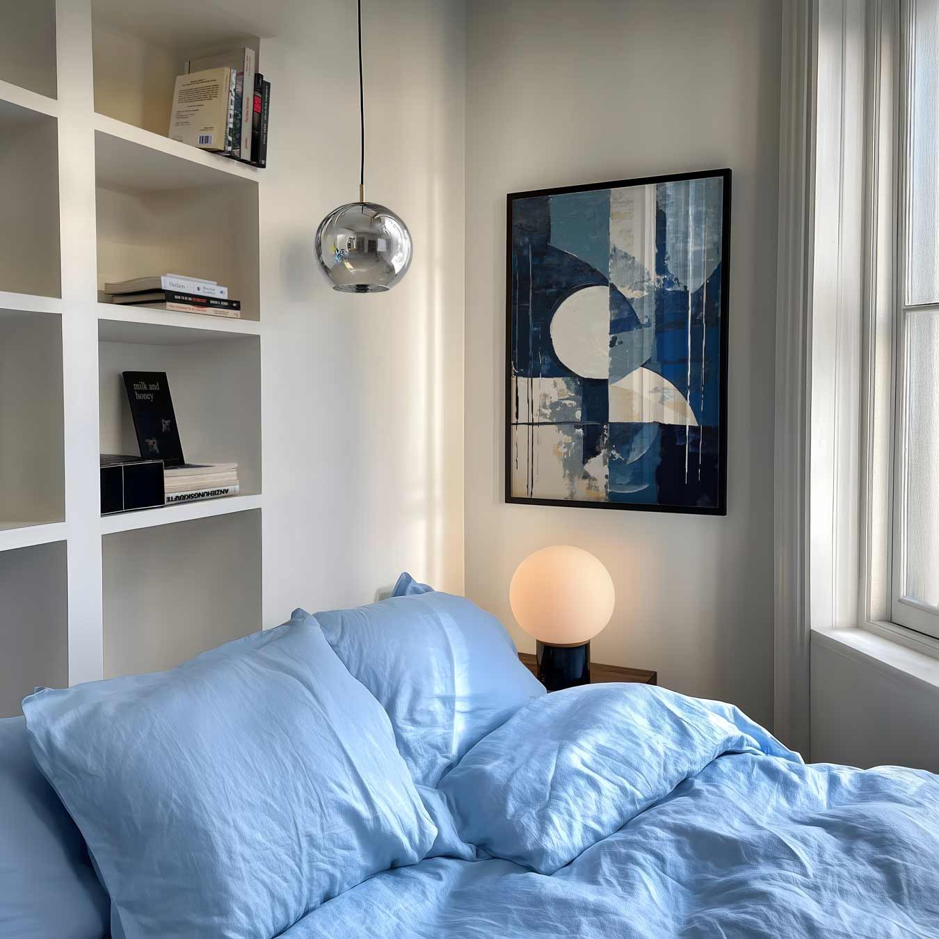 Moderne Abstracte Blauwe Kunstposter-WallArtistic