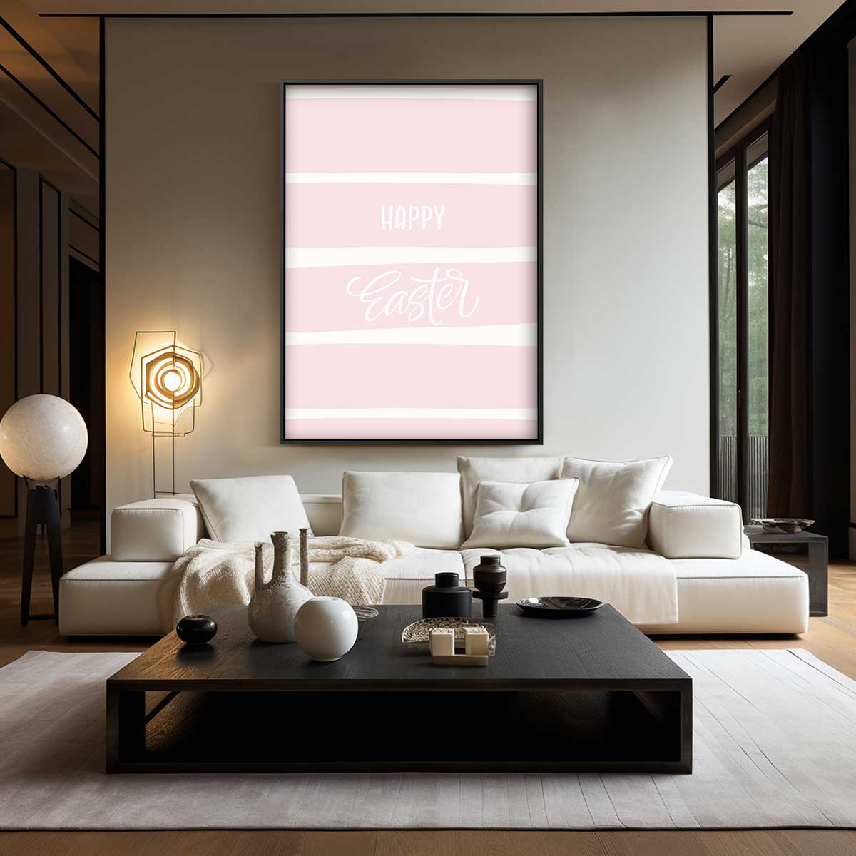 Vrolijk Pasen Retro Stijl Poster Kunstwerk-canvas-dibond-plexiglas-wanddecoratie-WallArtistic