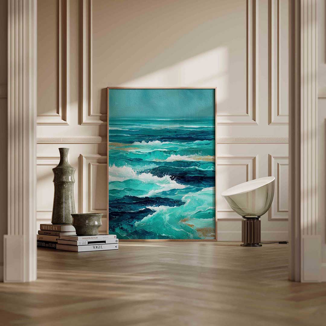 Golven in blauw Poster