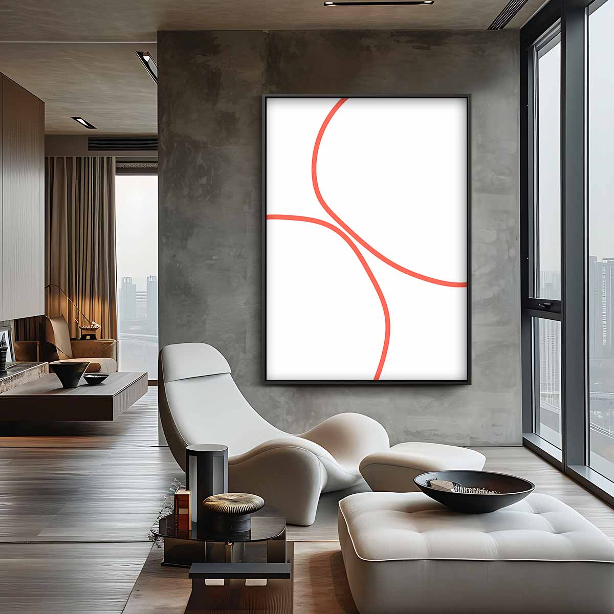 Speelse Lijnen Wall Art Kunstwerk-canvas-dibond-plexiglas-wanddecoratie-WallArtistic