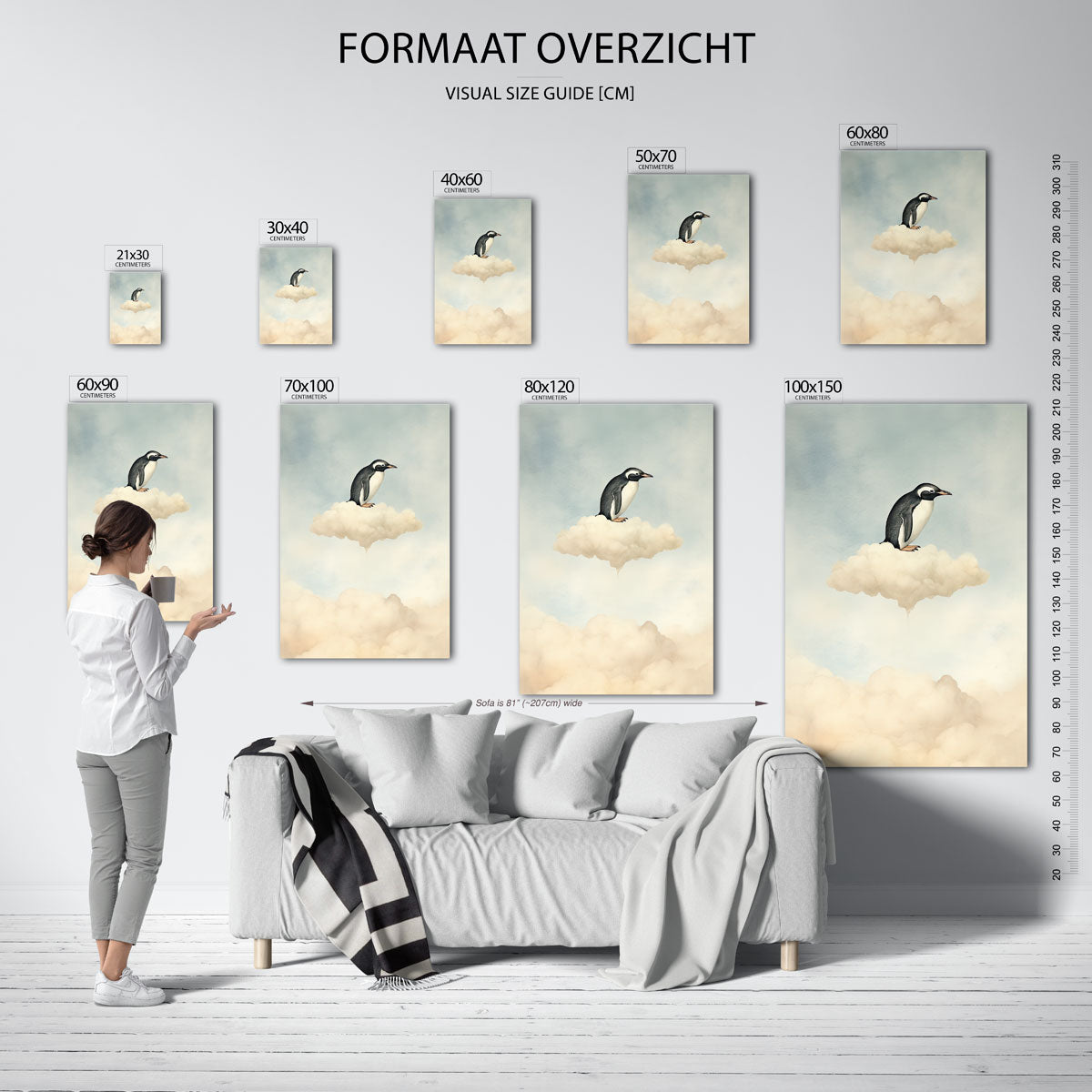 Pinguïn op wolk Poster