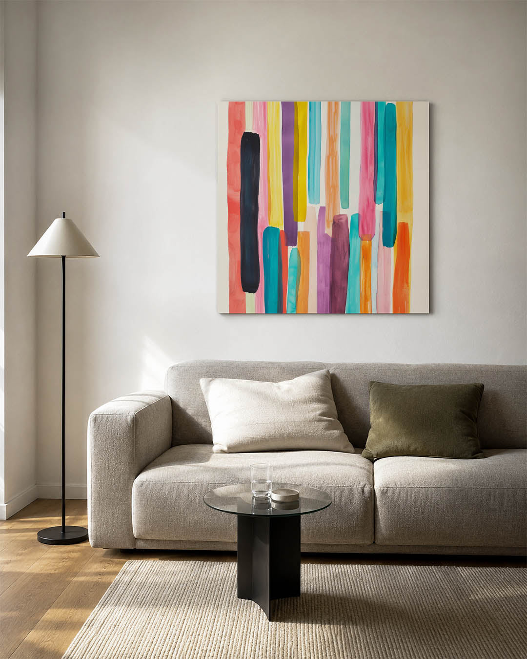 Kleurrijke verticale strepen Kunstwerk