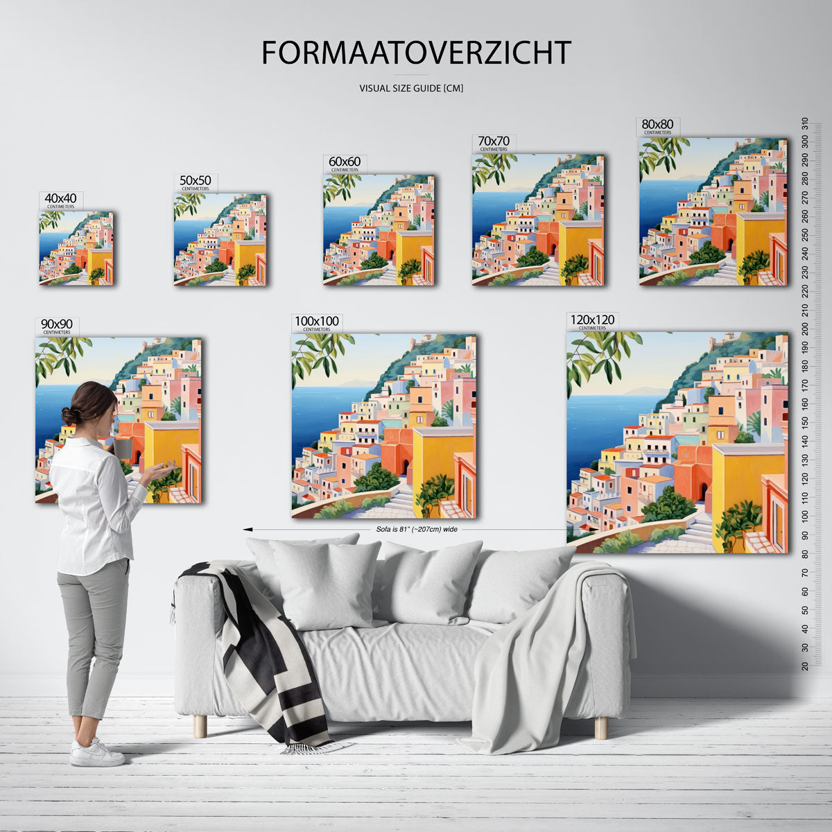 Gekleurde huizen aan zee Poster
