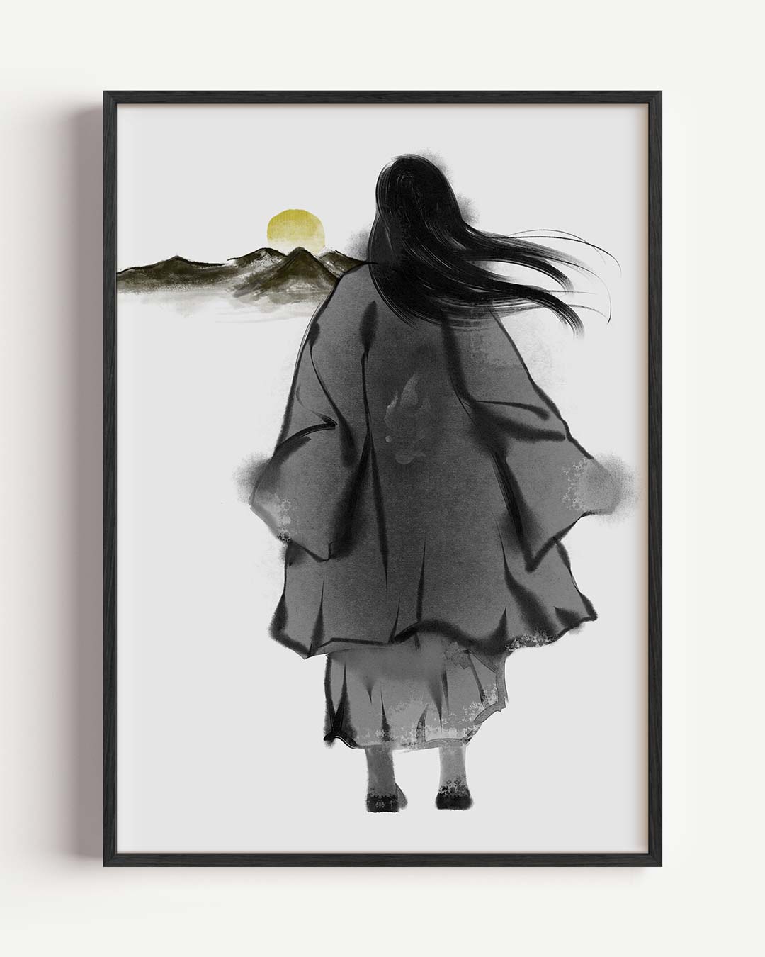 Vrouw met Kimono bij Zonsondergang Poster-WallArtistic