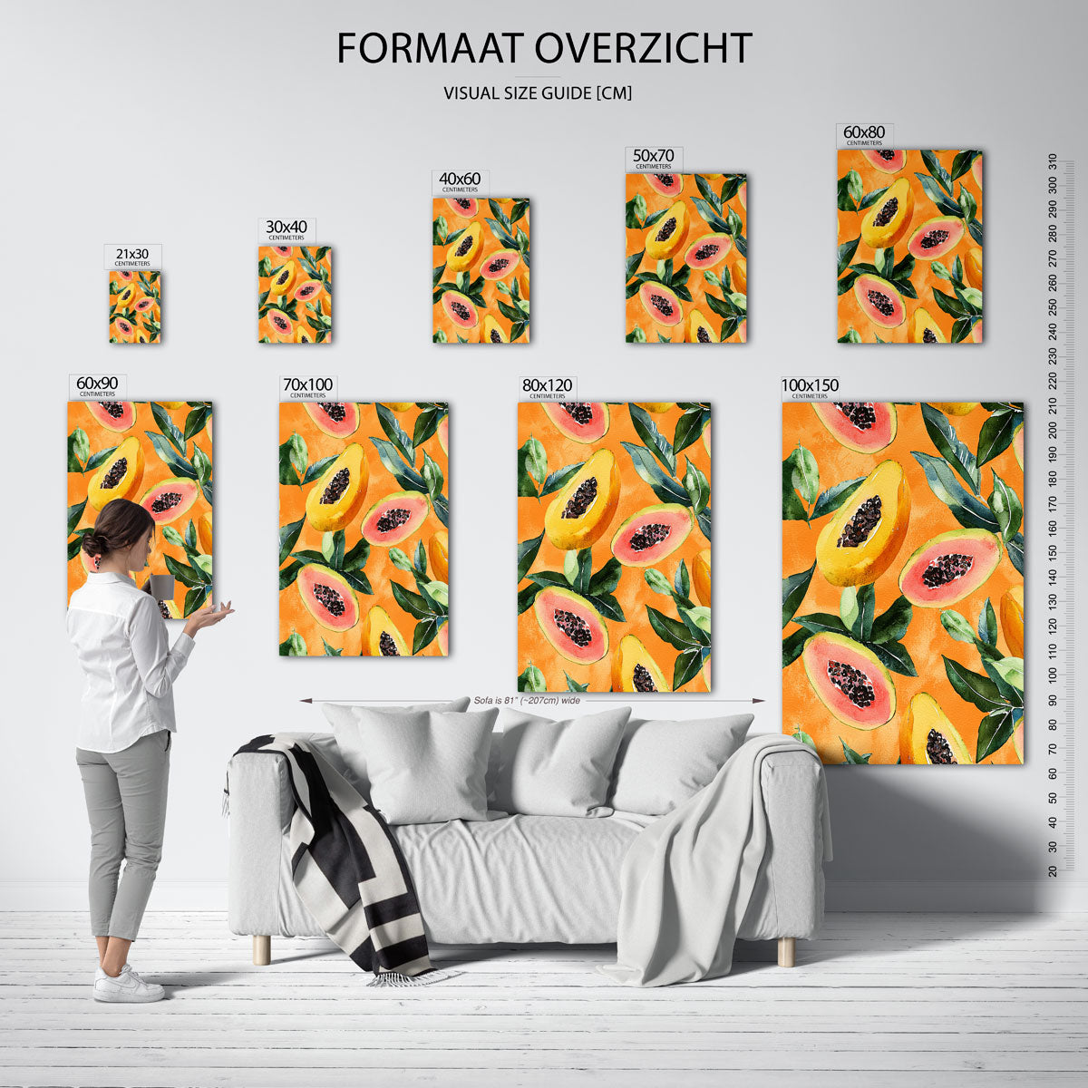 Papaja en bladeren Poster