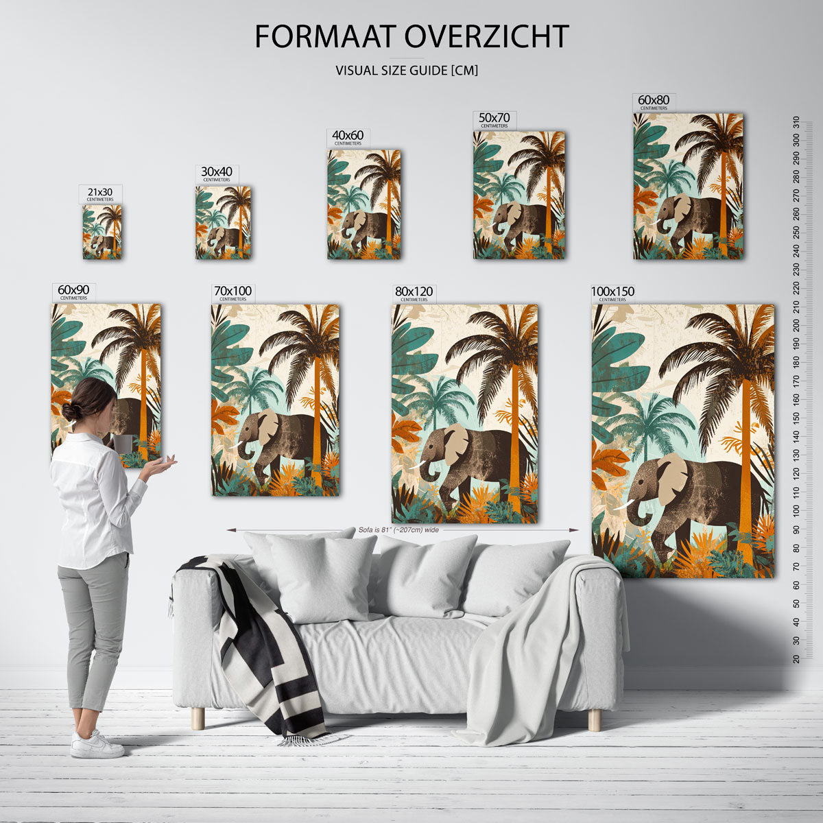 Olifant en palmbomen Poster