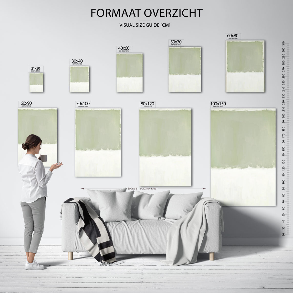 Groene en witte abstracte Poster