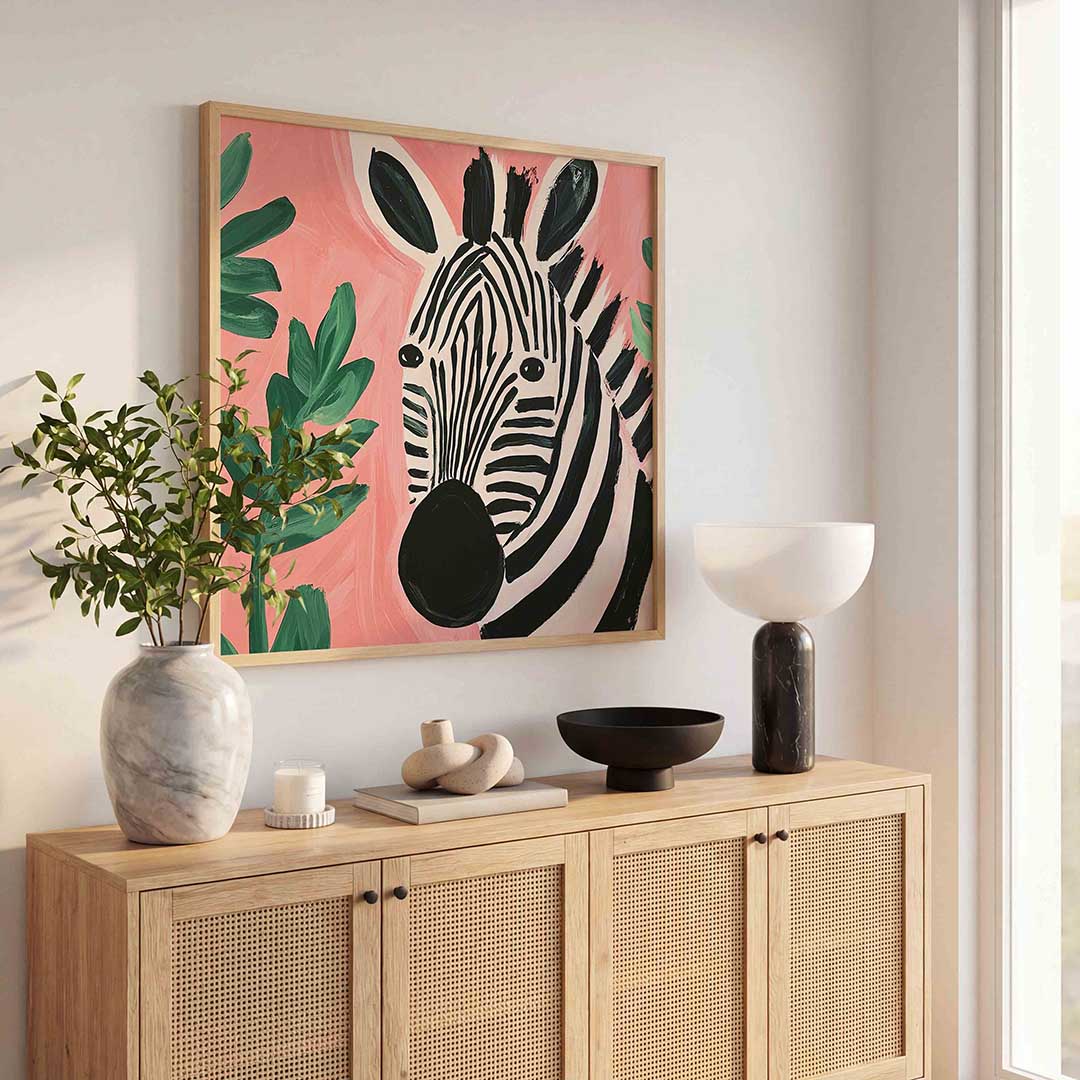 Zebra en bladeren Poster