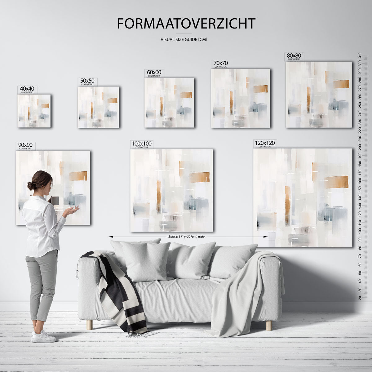 Abstracte beige en grijze vlakken Poster