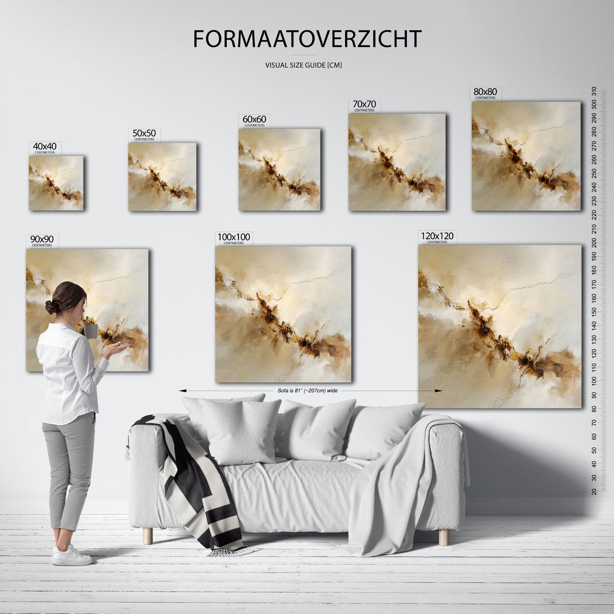 Abstracte beige en bruine Poster
