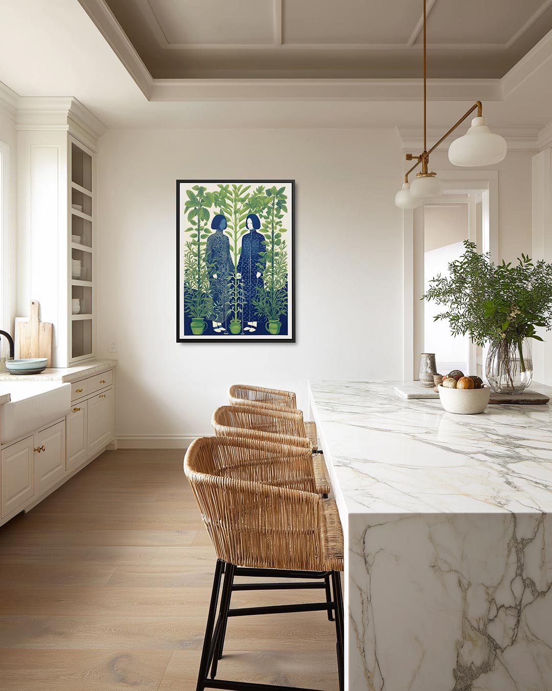 Vrouwelijke figuren in groen Kunstwerk
