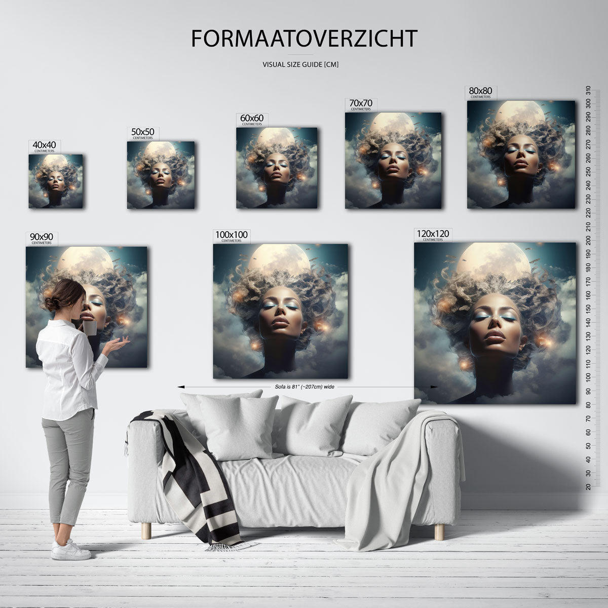 Dromerige maan en vrouw Poster