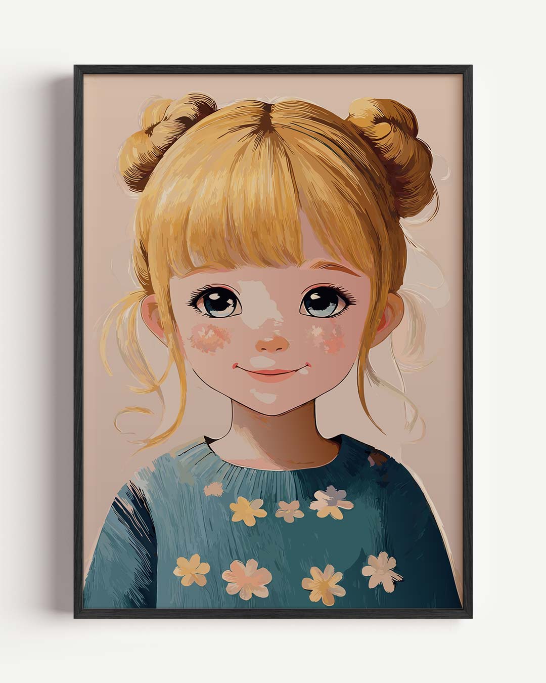 Schattige Meisjesportret Illustratie Poster-WallArtistic