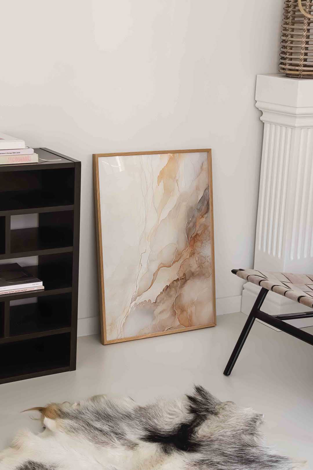 Abstracte beige en bruine lijnen Poster