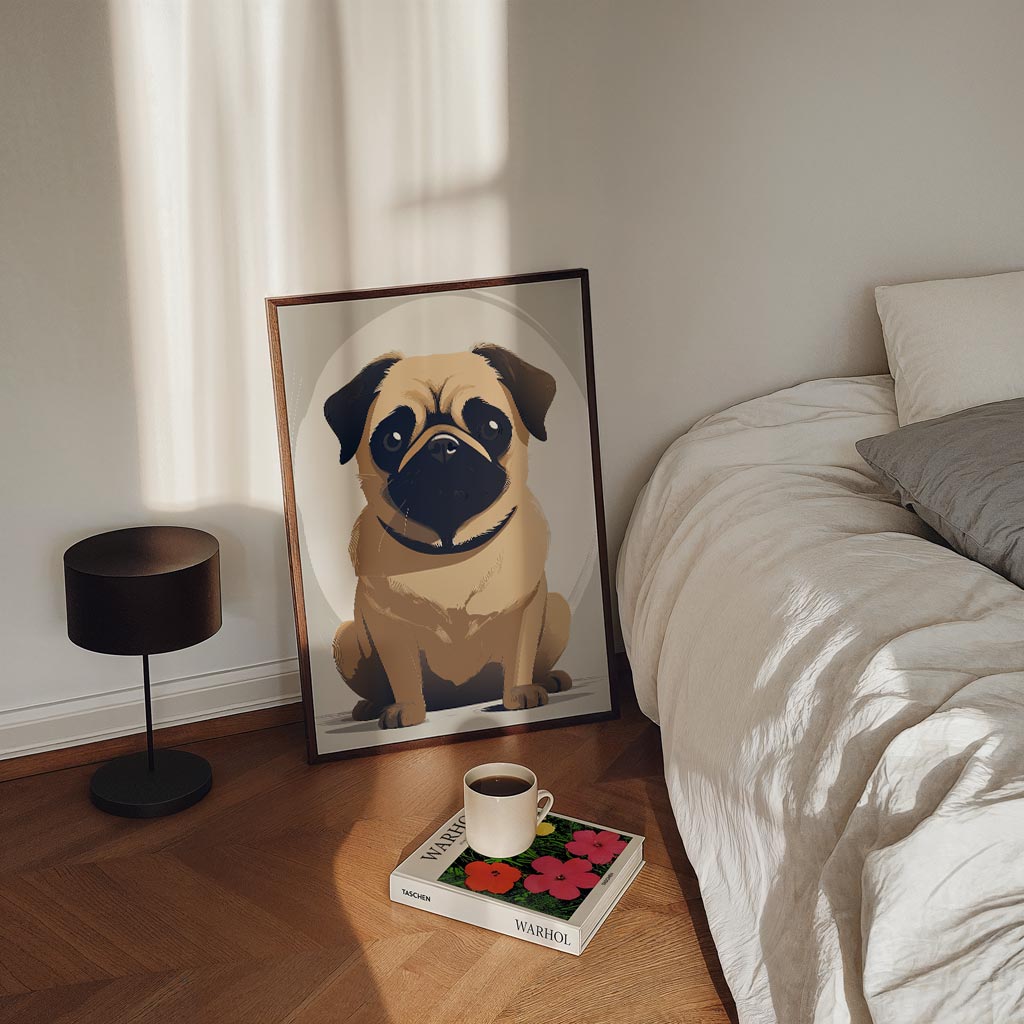 Schattige Mopshond Illustratie Poster-WallArtistic