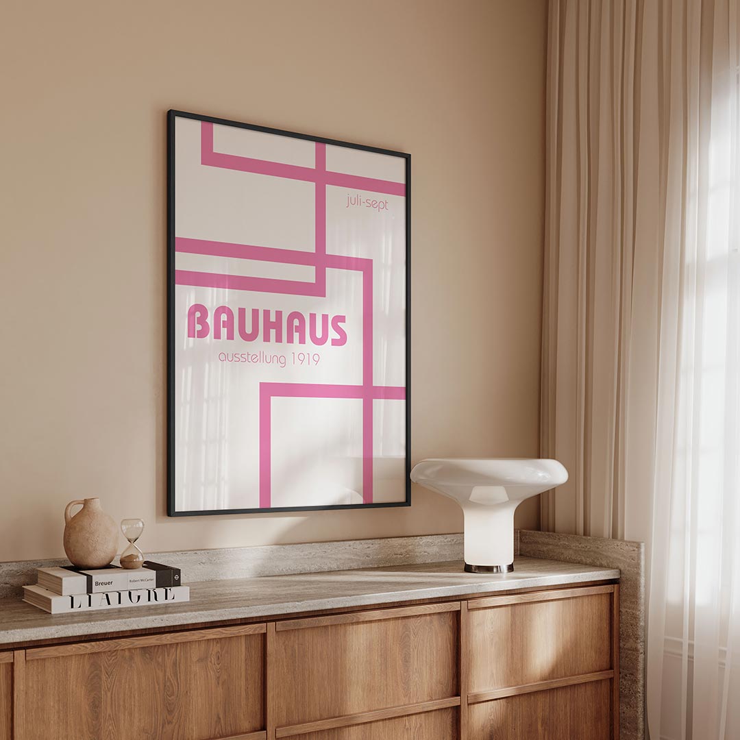 Roze lijnenspel Poster