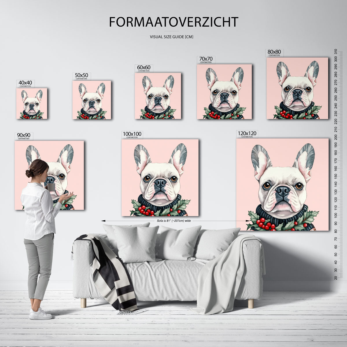 Franse bulldog met hulst Poster