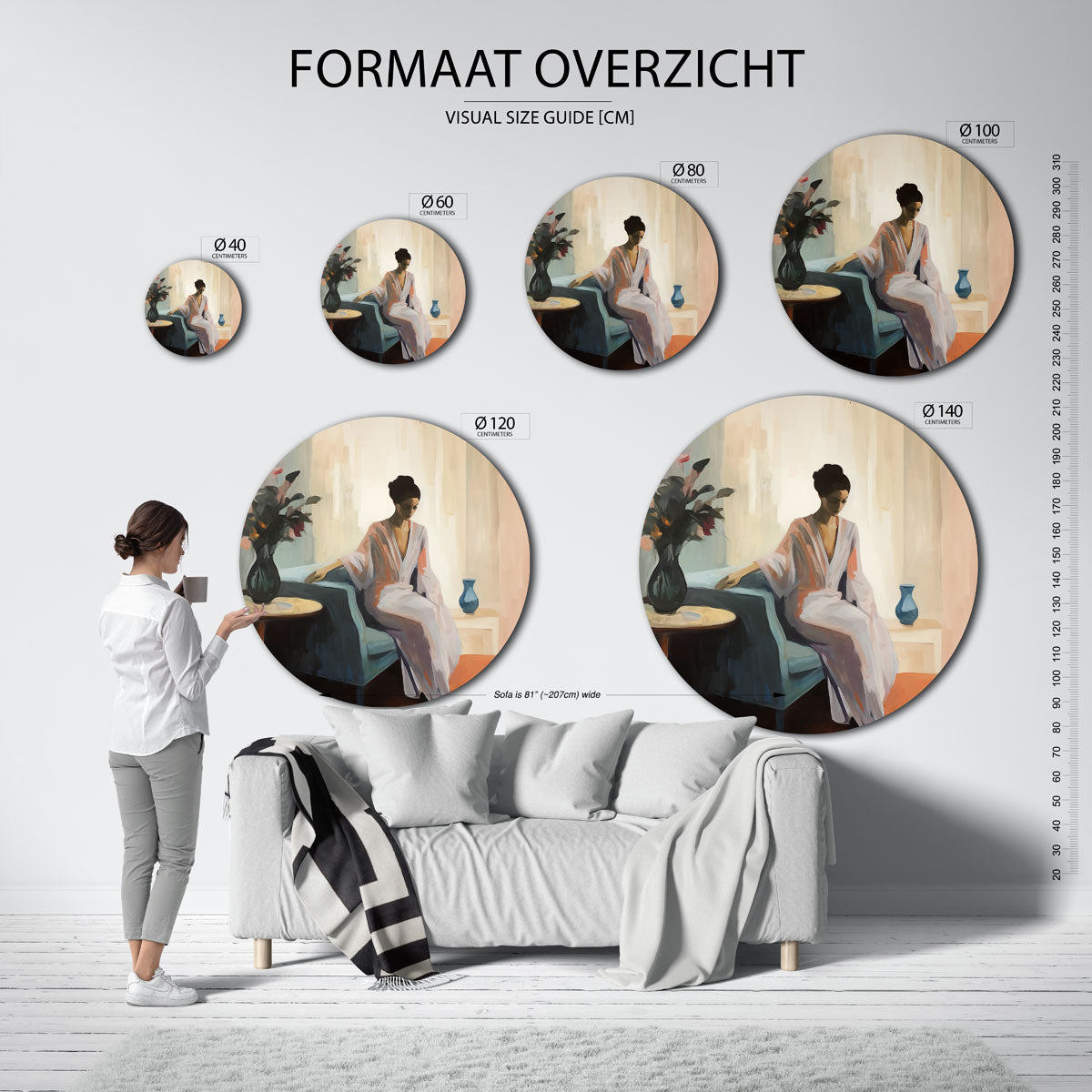 Vrouw in interieur Muurcirkel