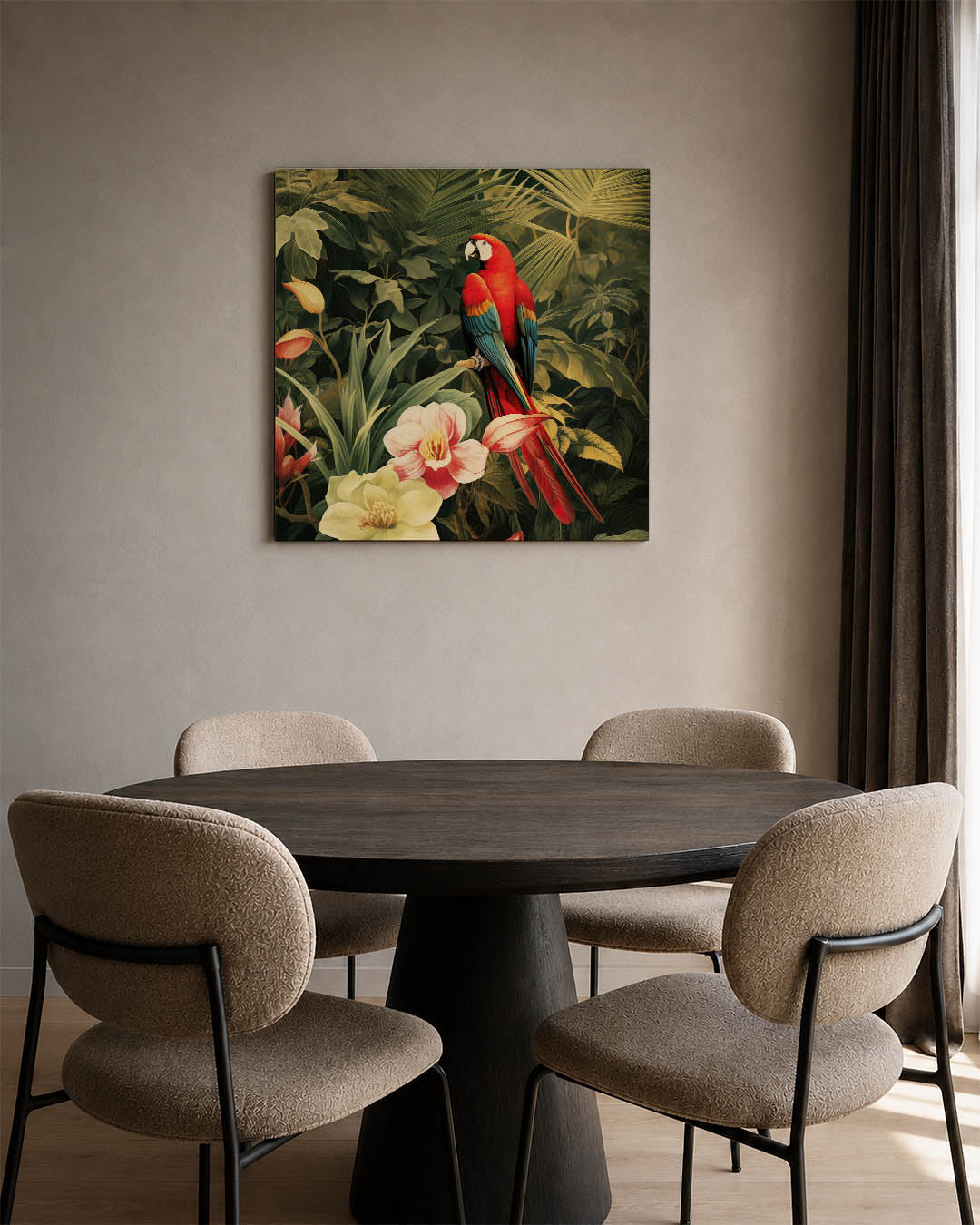 Exotische vogel en bloemen Kunstwerk