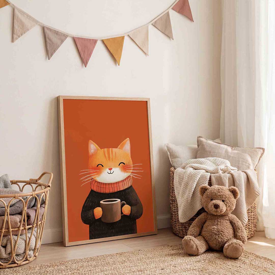 Kat met kopje Poster