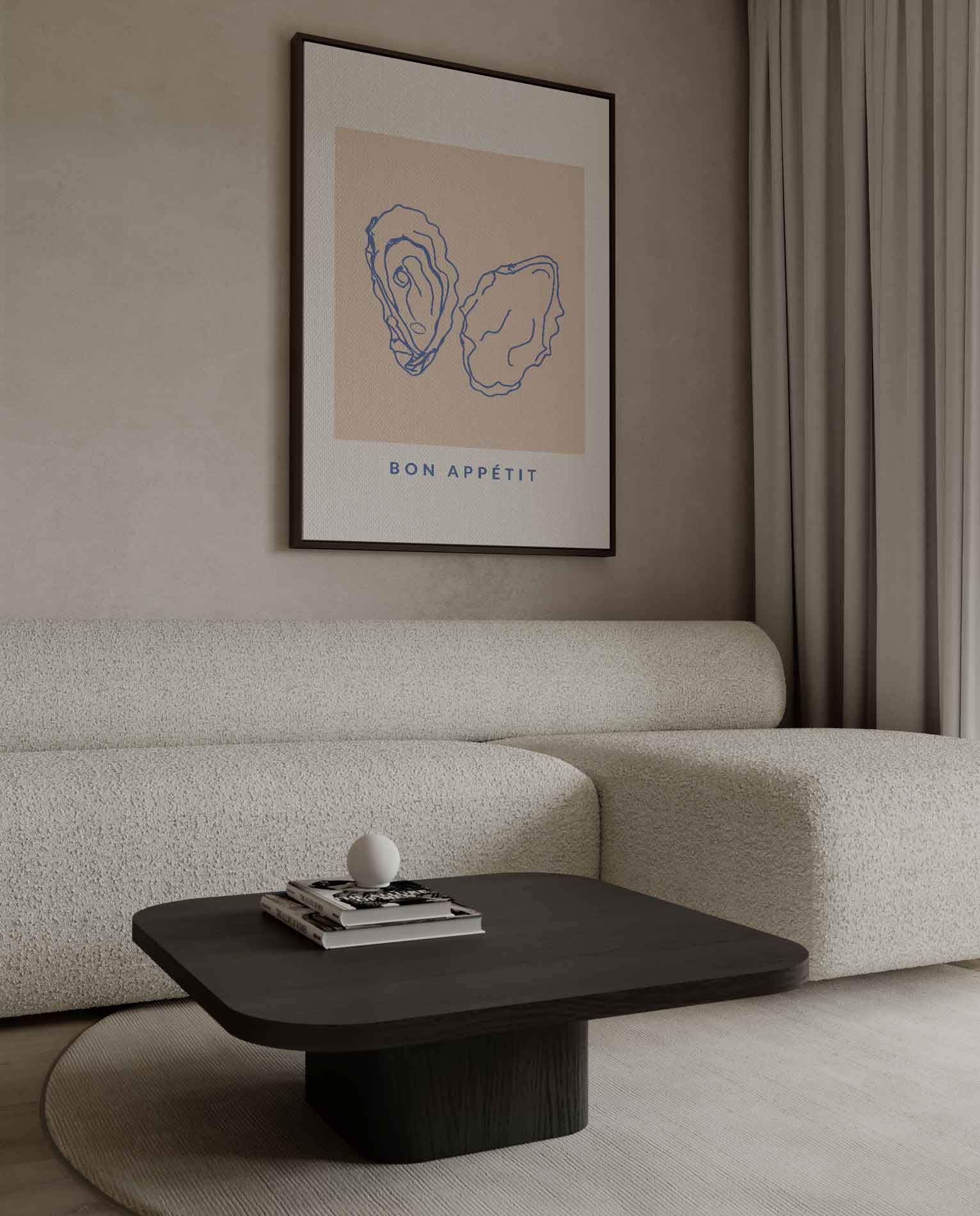 Stijlvolle Oester Illustratie Kunstwerk-canvas-dibond-plexiglas-wanddecoratie-WallArtistic