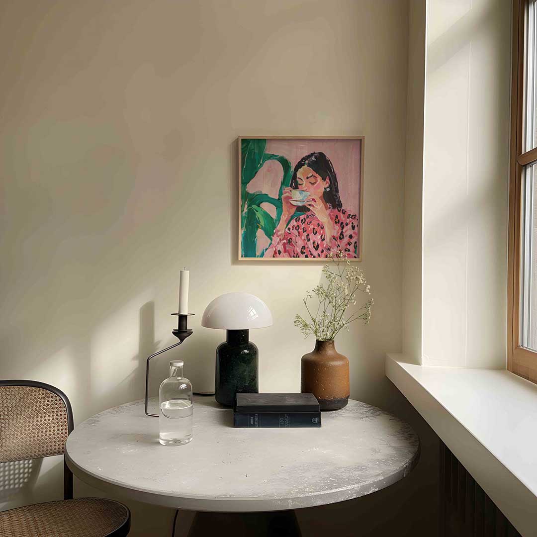Vrouw met kopje Poster