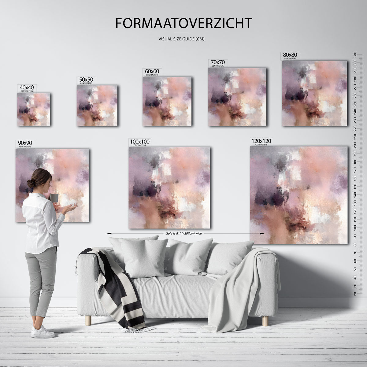 Abstracte roze en grijze Poster