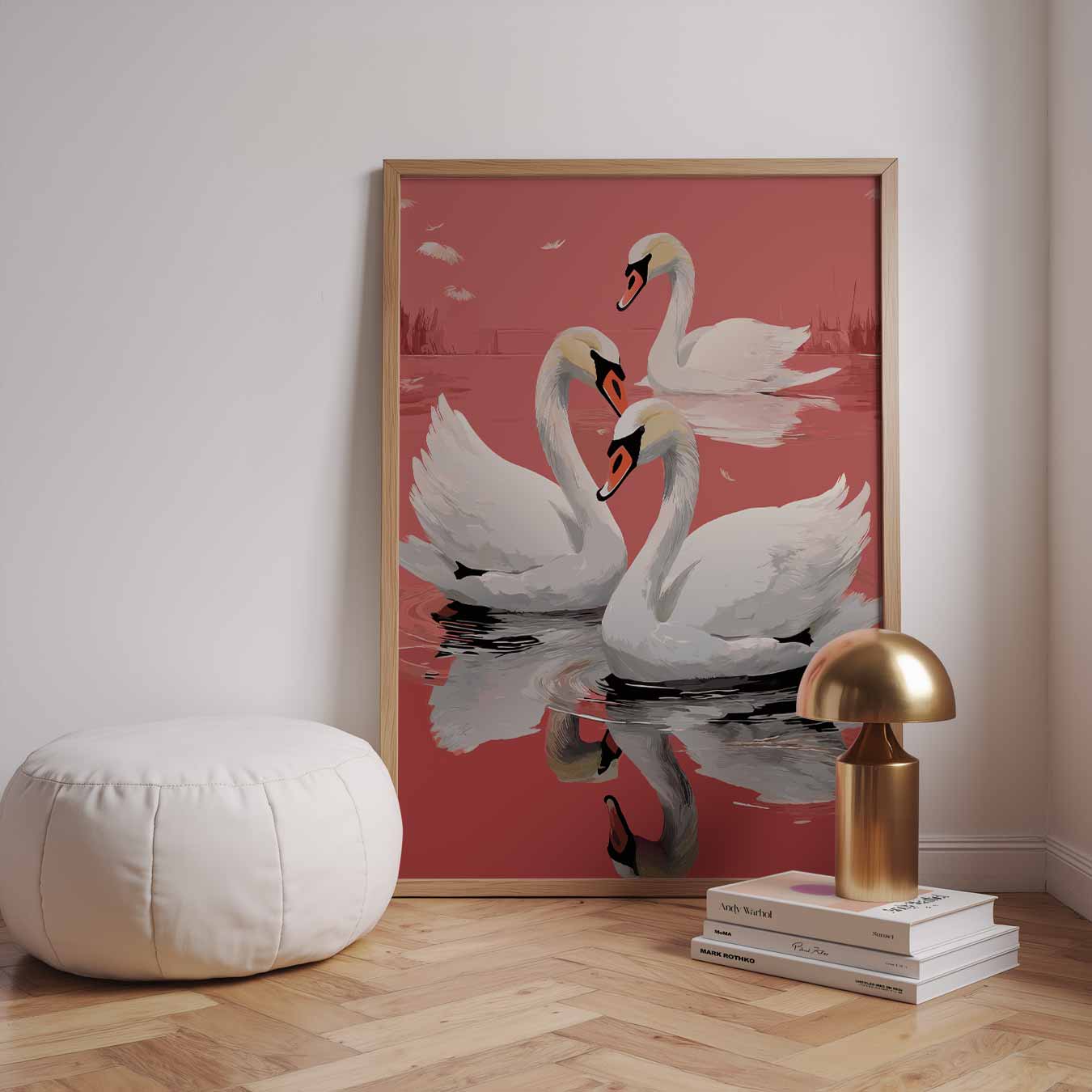 Elegante Zwanen bij Ondergaande Zon Poster-WallArtistic