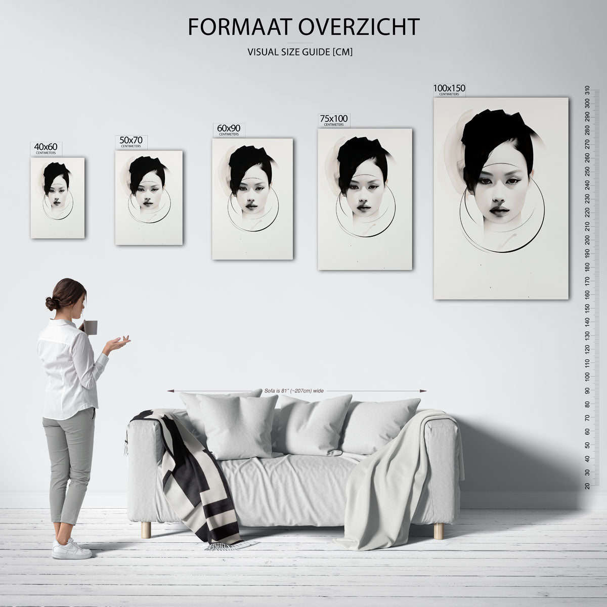 Geometrische portretvormen Kunstwerk
