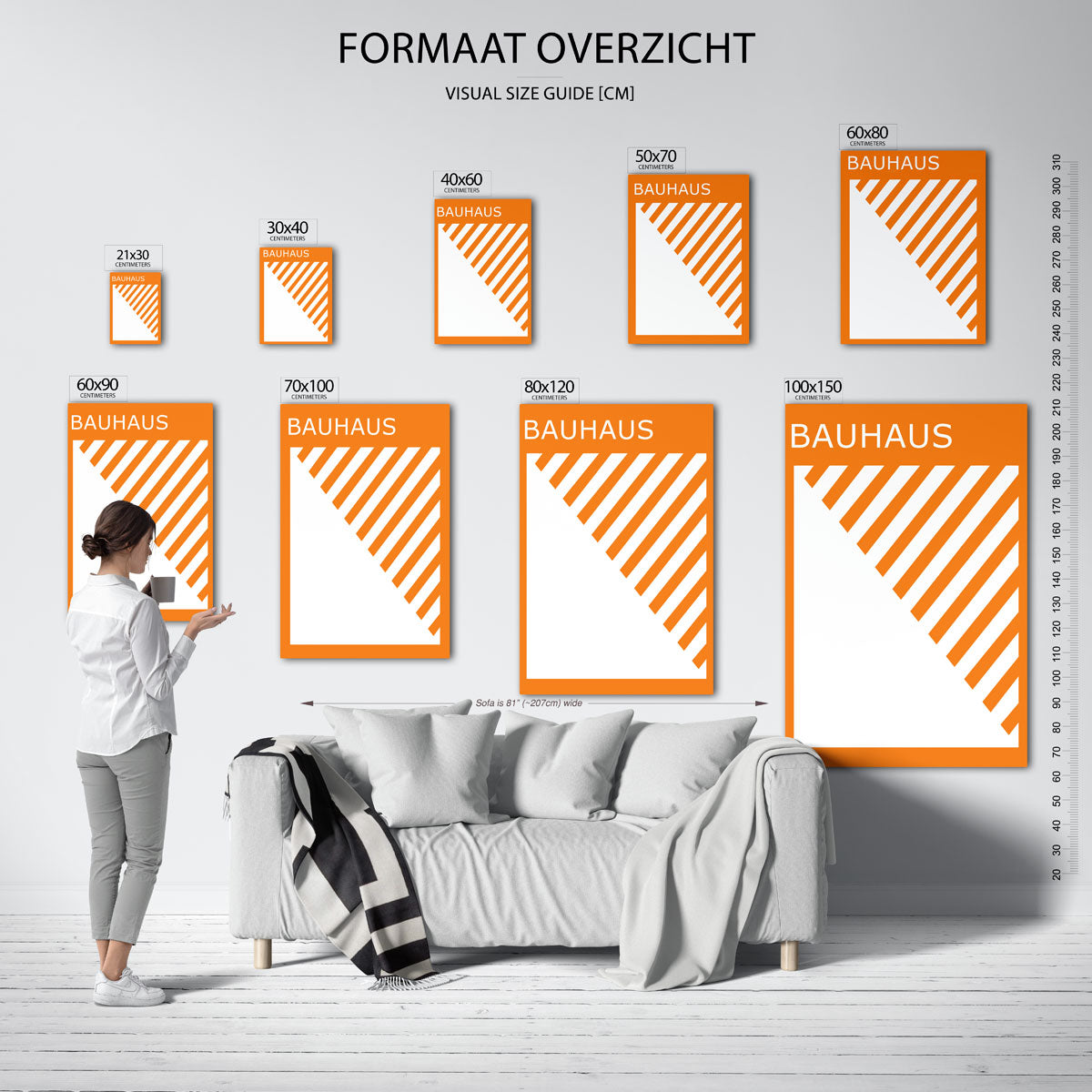 Oranje lijnenspel Poster