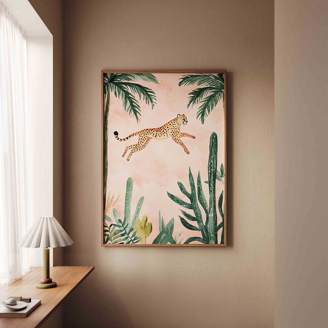 Springende luipaard Poster
